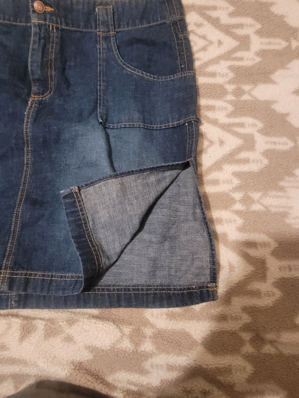 Denim A-Line Skirt - Blue - Picture 3 of 11